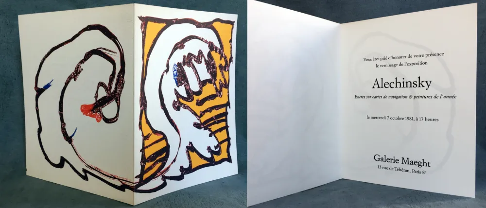 Litografia Alechinsky - ENCRES SUR CARTES DE NAVIGATION & PEINTURES DE L'ANNÉE. 1981