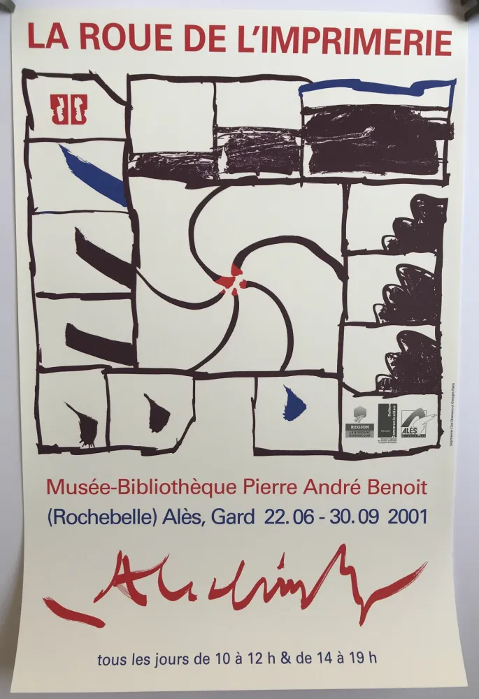 Cartaz Alechinsky - Musée-Bibliothèque Pierre André Benoit, Alès / La Roue de l'imprimerie