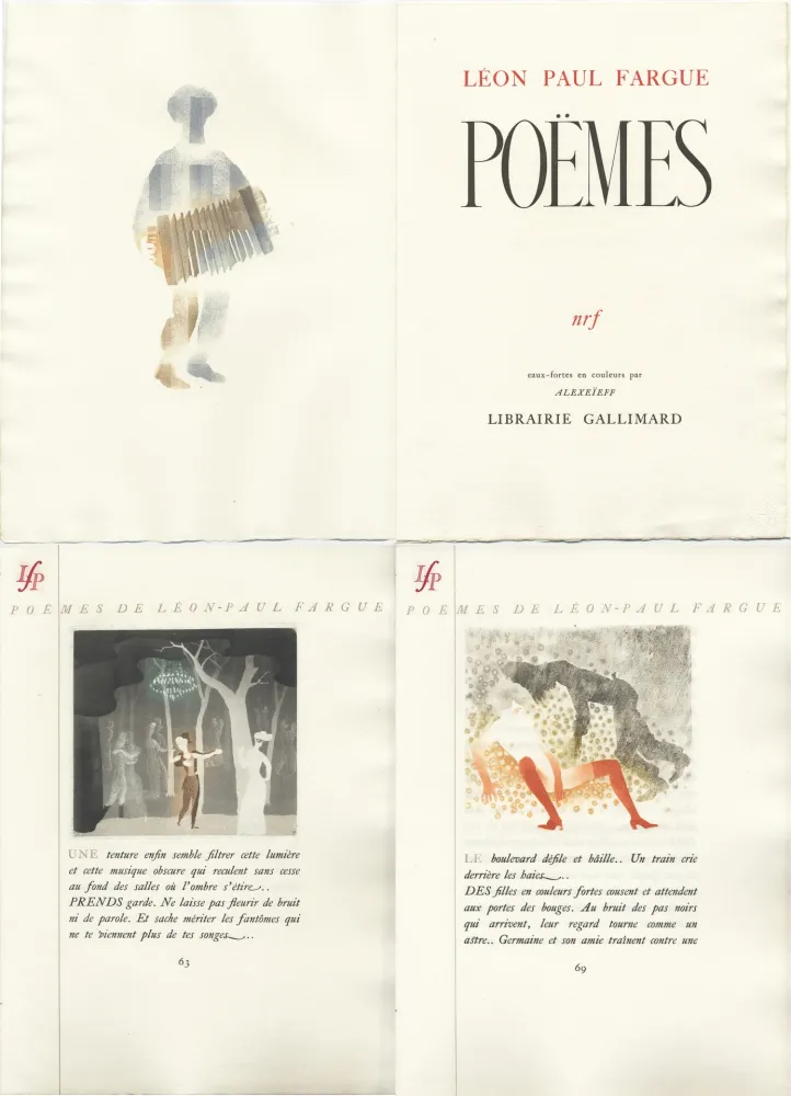 Livro Ilustrado Alexeïeff - Léon-Paul Fargue : POÈMES. Eaux-fortes en couleurs par Alexeïeff (1943)