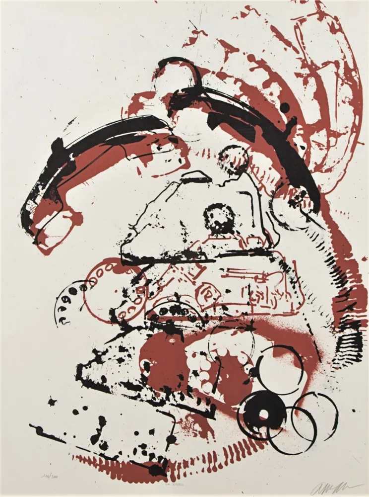 Litografia Arman - Le téléphone