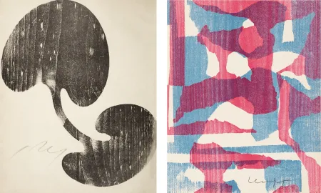 Xilogravura Arp - Siamesisches Blatt : ONZE PEINTRES VUS PAR ARP. 1949. Deluxe. 