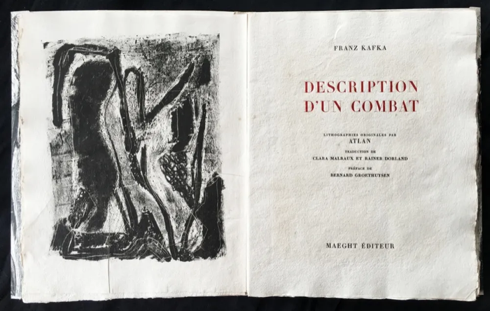 Livro Ilustrado Atlan - F. Kafka. DESCRIPTION D'UN COMBAT. Lithographies originales d'Atlan (1946)
