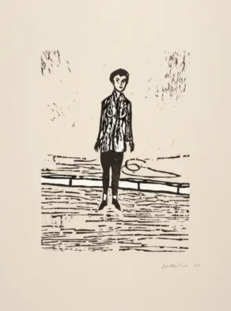 Xilogravura Balkenhol - Woman in white jacket 