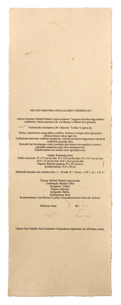 Livro Ilustrado Baroja-Collet - Neguko kronika hegoaldeko ordeketan