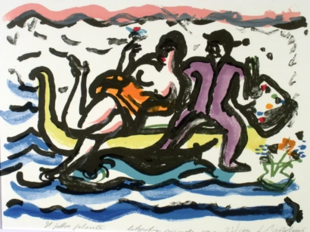 Litografia Bartolini - Il pittore galante