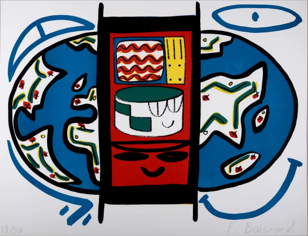Litografia Boisrond - Mappemonde, 1984 - Hand-signed