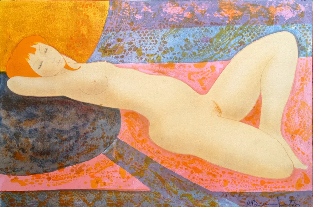 Litografia Bonnefoit - Alain Bonnefoit - Nude 2, Chromolithograph on Arches paper, Hand signed, cca 70-80's
