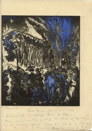 Xilogravura Brangwyn   - Street Scene