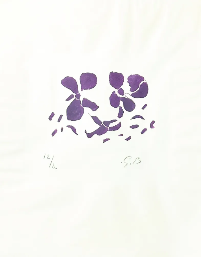 Xilogravura Braque - Fleurs violettes