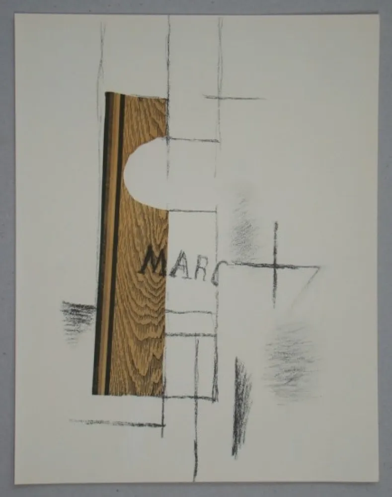 Estêncil Braque - La bouteille de Marc - Papier collé, 1913