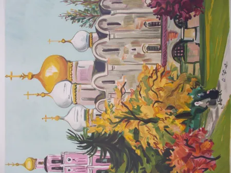 Litografia Brayer - Les jardins du Kremlin