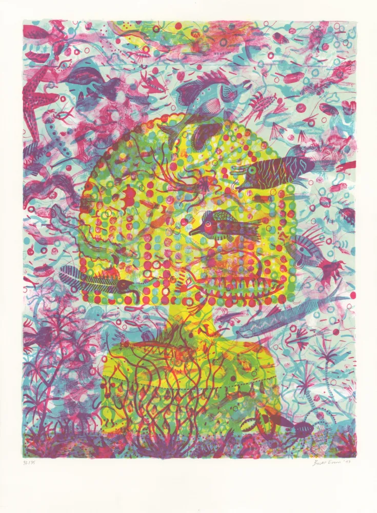 Litografia Brecht Evens - Femme Aquarium