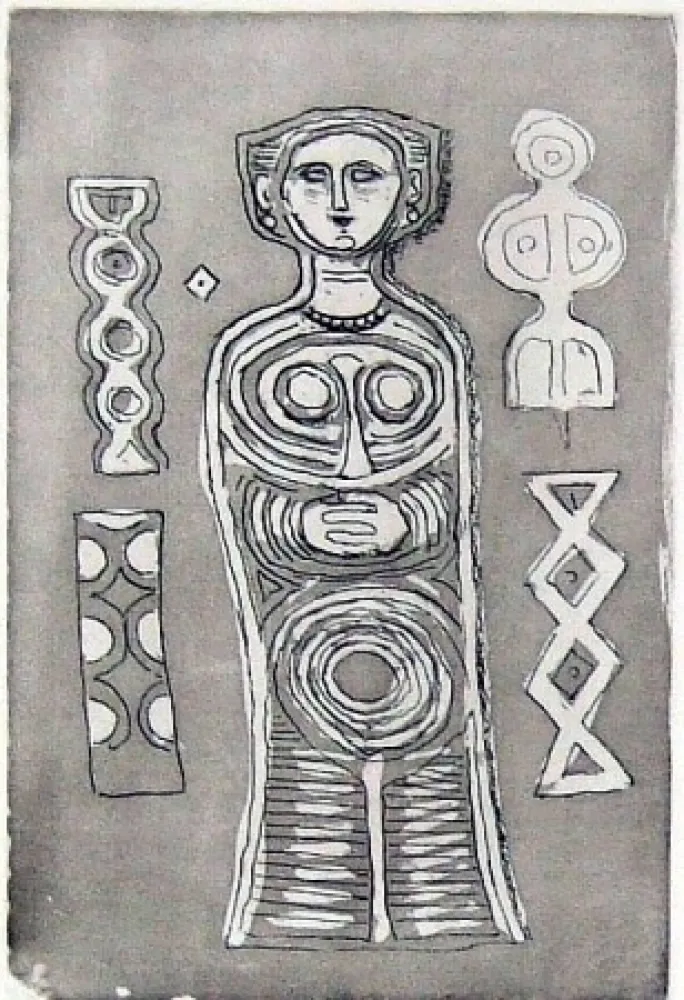 Água-Forte E Água-Tinta Campigli - Idolo su fondo scuro