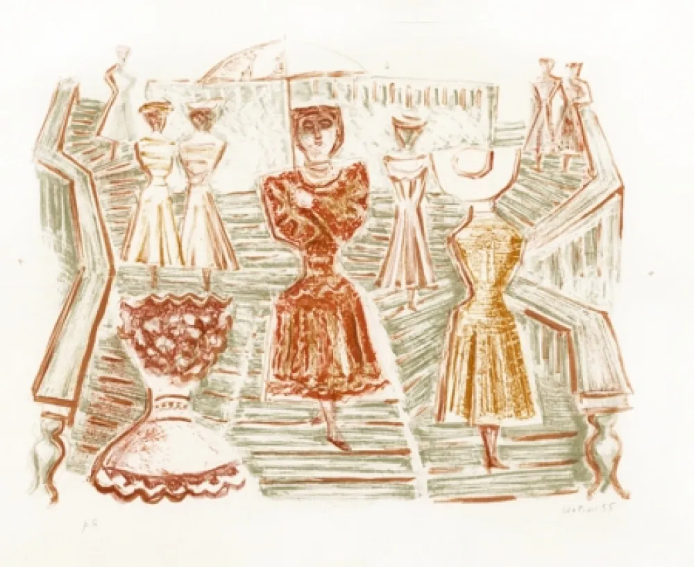 Litografia Campigli - Scalinata