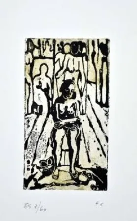 Linogravura Casorati - Donna nella stanza