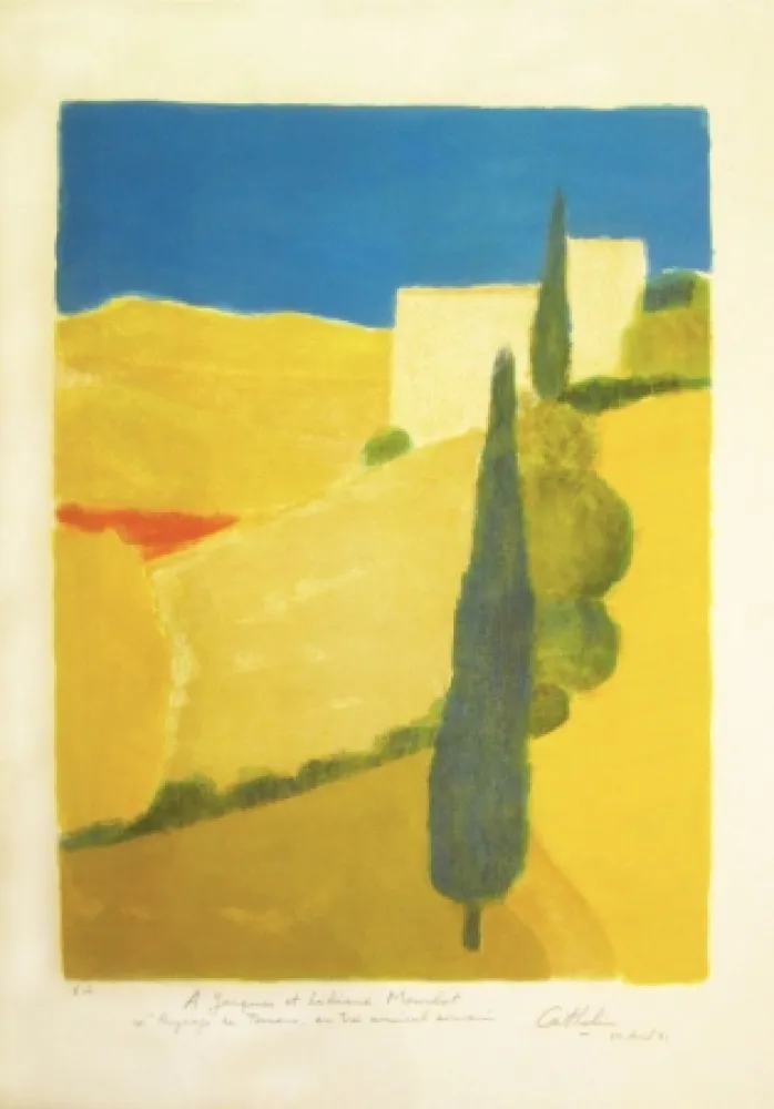 Litografia Cathelin - Paysage de Toscane