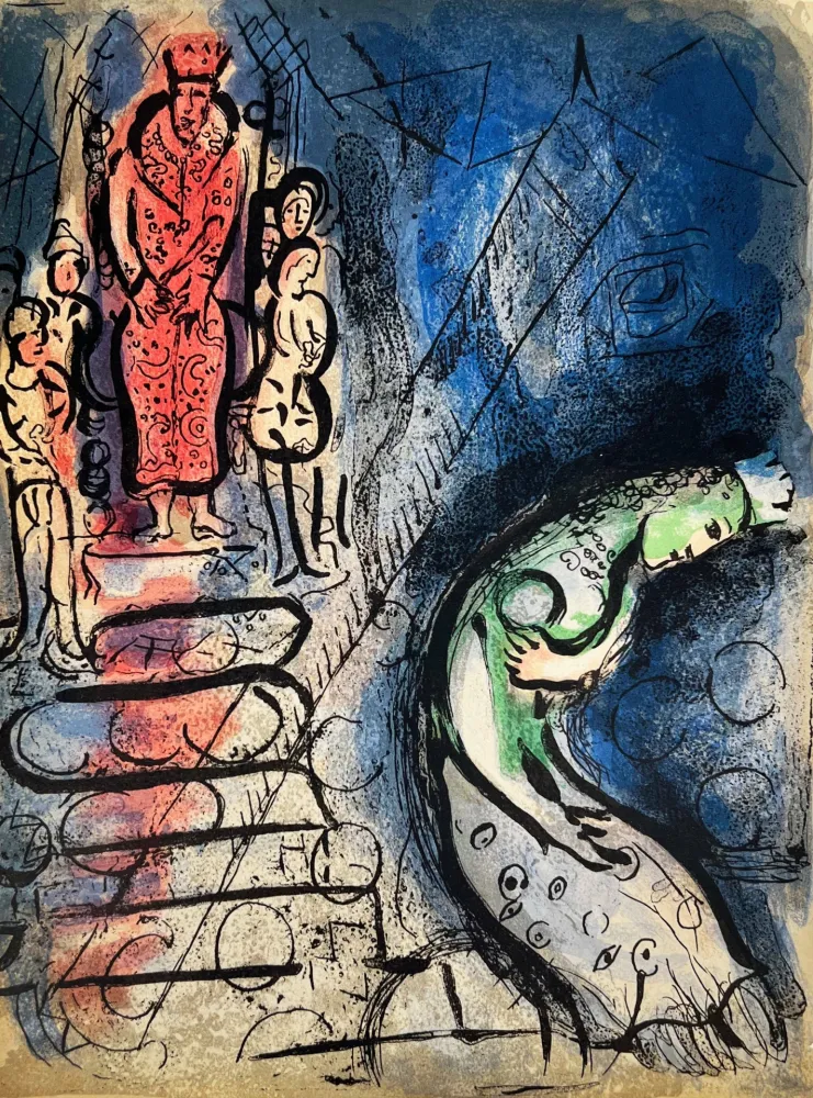 Litografia Chagall - Ahasuerus Sends Vasthi Away