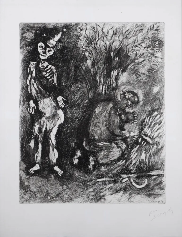 Gravura Chagall - Fables de la Fontaine : La mort et le bucheron, 1952