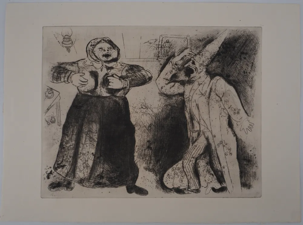Gravura Chagall - La dispute (Dispute de Pliouchkine et de Mavra)