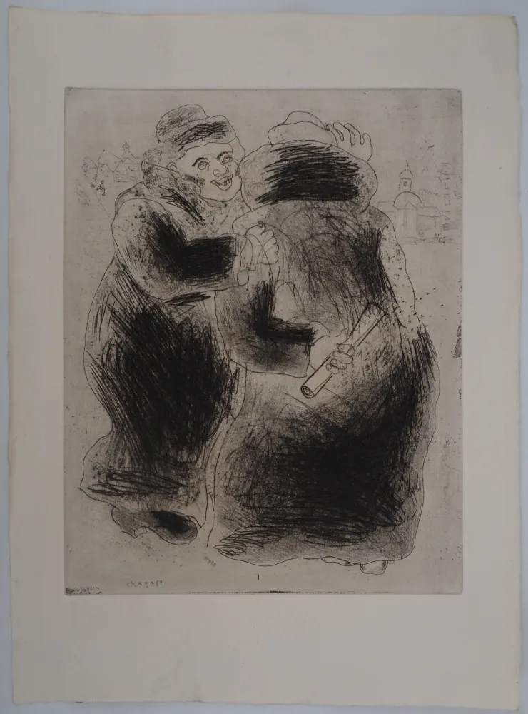 Gravura Chagall - La rencontre en Houppelande