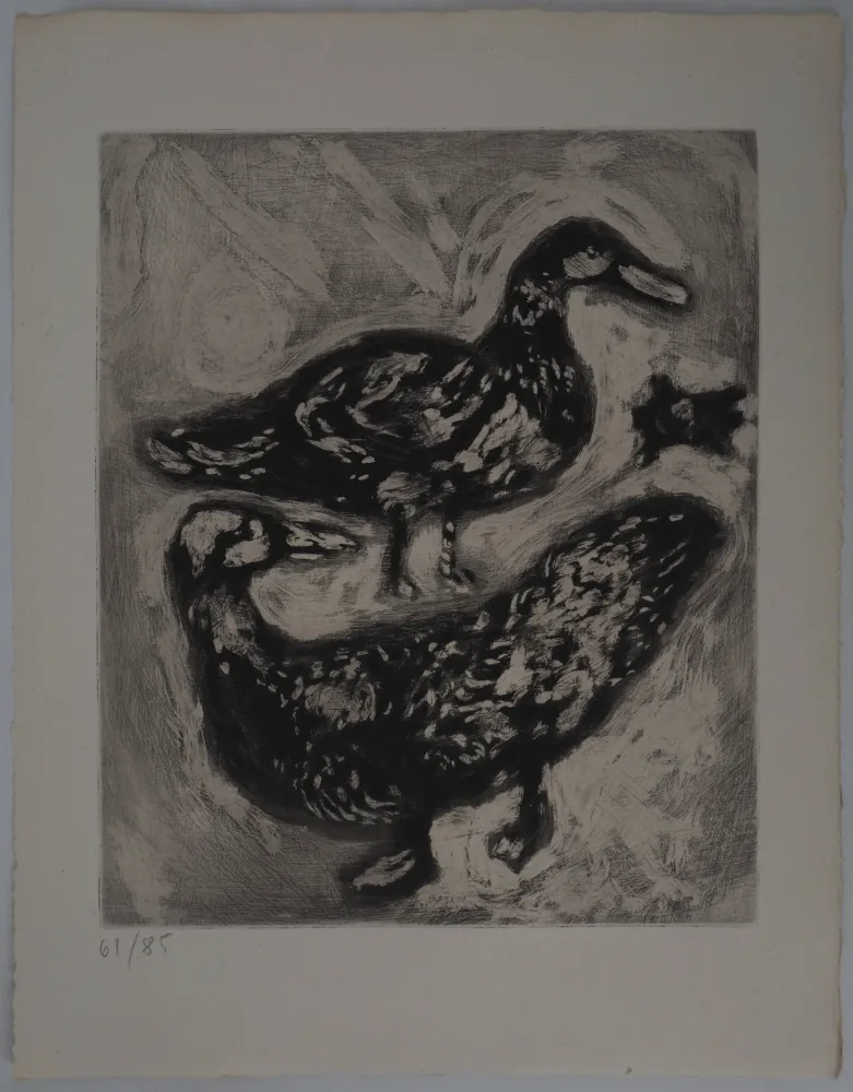 Gravura Chagall - La tortue et les deux canards