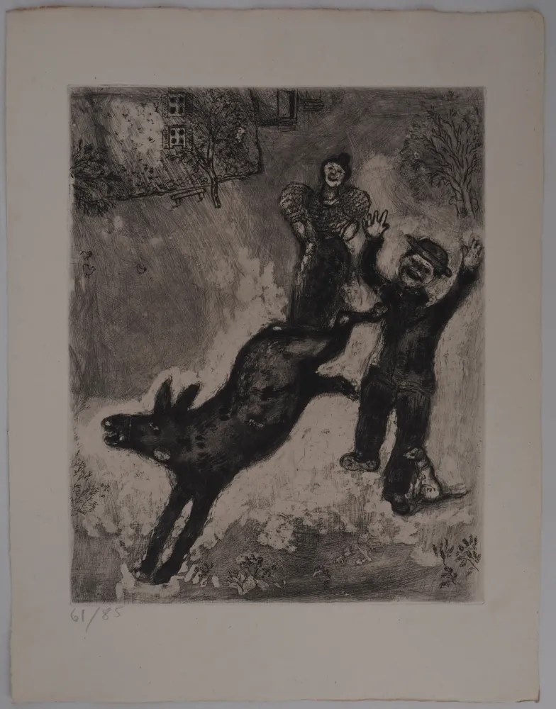 Gravura Chagall - L'âne en rébellion (L'âne et le chien)