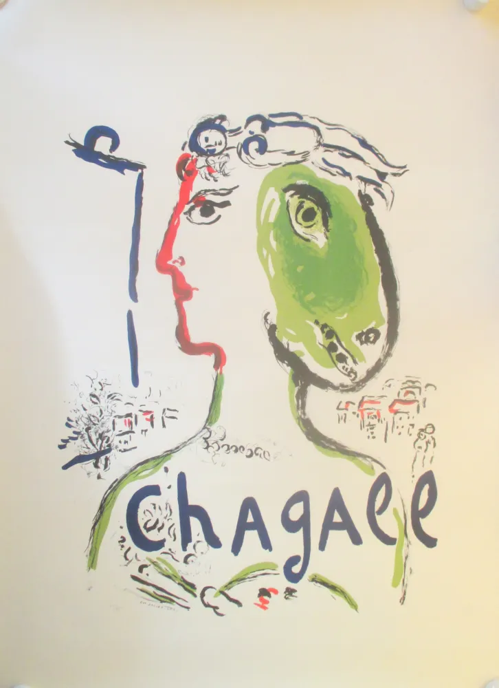 Litografia Chagall - L'Artiste Phenix,, large format for exterieur  