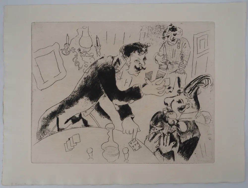 Gravura Chagall - Les joueurs de cartes (Les cartes à jouer)