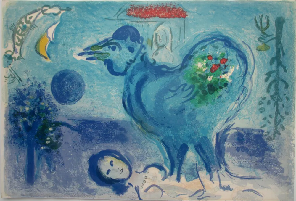 Litografia Chagall - Paysage au Coq