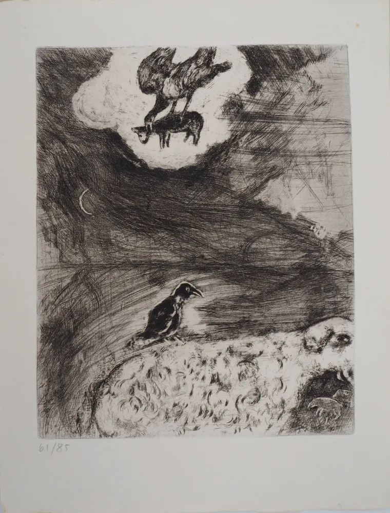 Gravura Chagall - Rêverie du corbeau (Le corbeau voulant imiter l'aigle)
