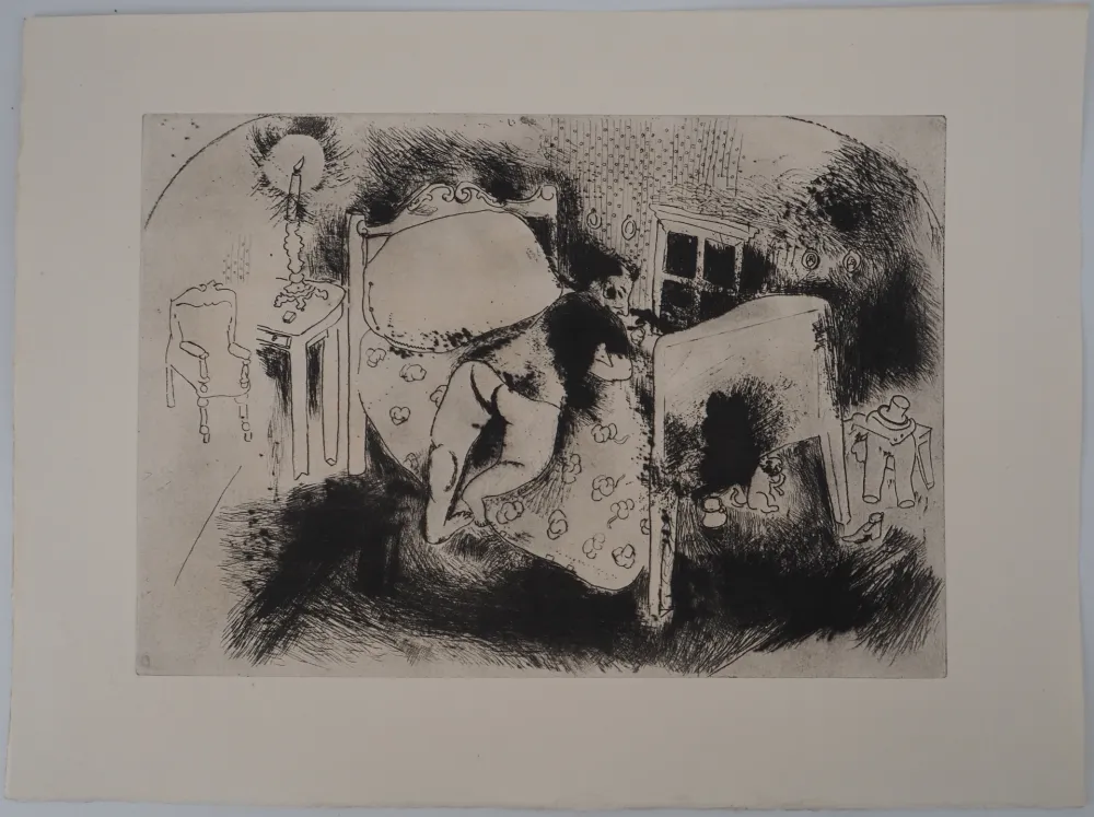 Gravura Chagall - Tchitchikov sur le lit