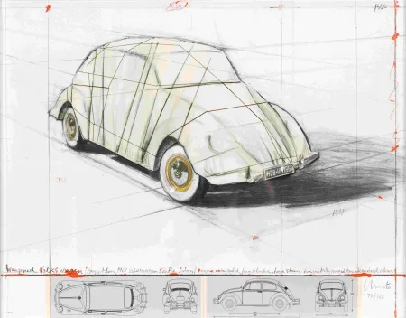 Serigrafia Christo - Wrapped Volkswagen, Project for 1961 Volkswagen Beetle Saloon