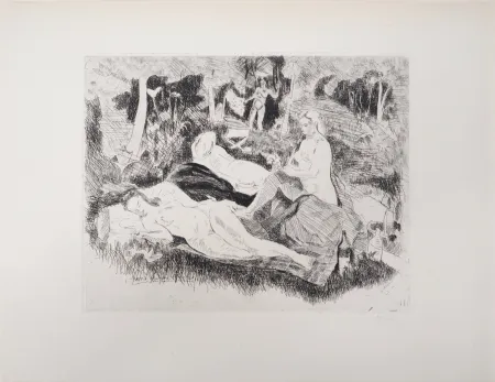 Gravura Clairin - Nus dans une clairière
