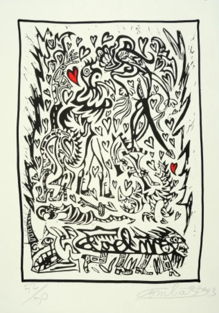 Linogravura Combas - Composition