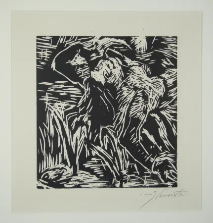 Xilogravura Corinth - Rückwärts gebeugter weiblicher Akt (Reclining Female Nude)