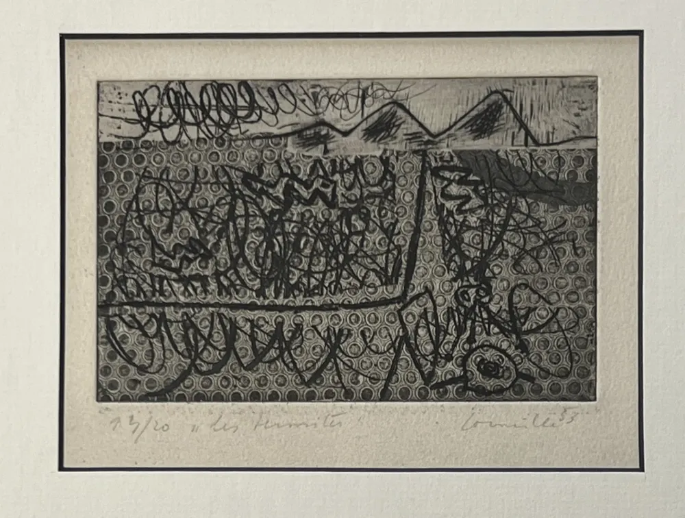 Água-Forte Corneille - Eau-forte encadrée Les termites 1953 Numéro 3/20