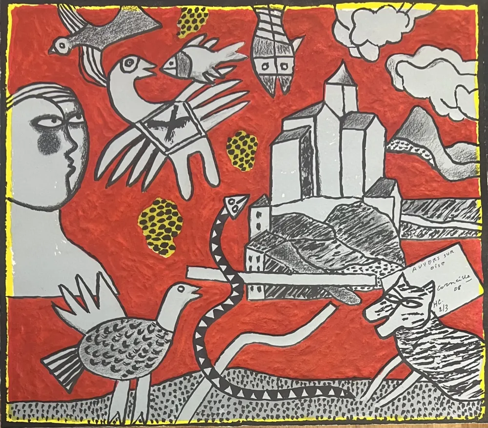 Carborundum Corneille -  Lithographie au Carborundum Auvers sur Oise : Village Van Gogh, HC