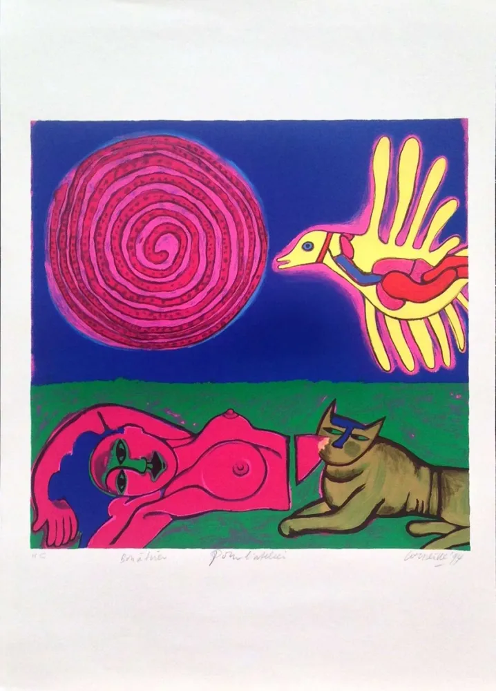 Litografia Corneille - Nu au Soleil