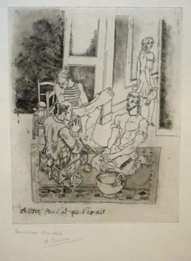 Água-Forte Courmes - Le lavement de pieds II (noir)