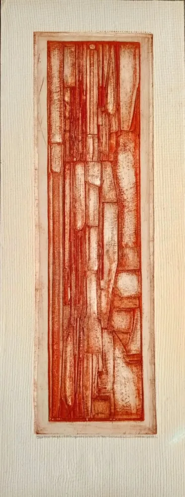 Relevo Courtin - Rare Abstract Composition, 1950s, Relief Etching in colour