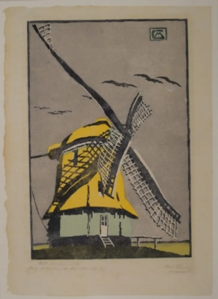 Xilogravura Cunz - Holländische Windmühle