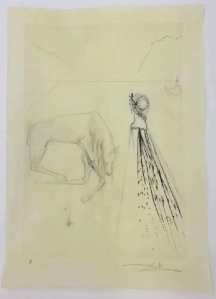 Água-Forte Dali - Alexandre le regarde avec des yeux courrouces et le chevel s' agenouilla