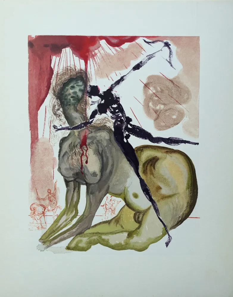 Xilogravura Dali - Divine Comédie, Enfer 12, Le minotaure