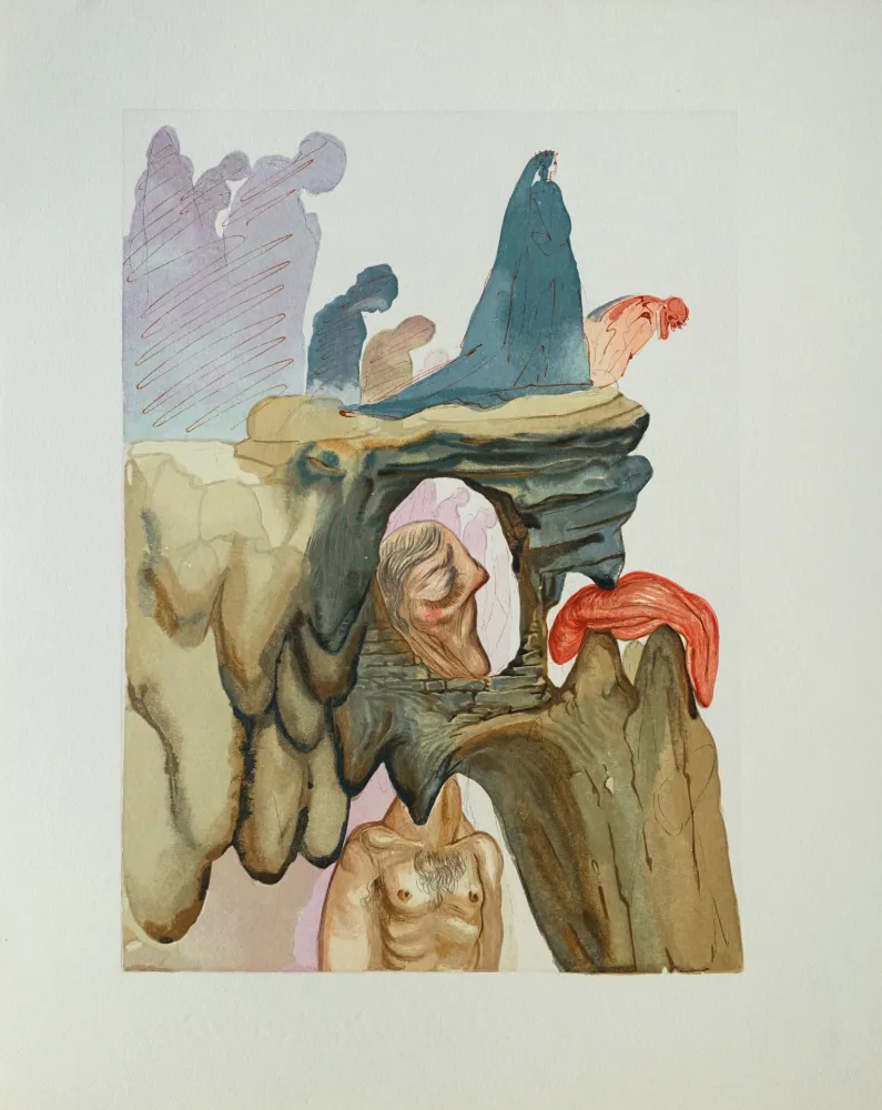 Xilogravura Dali - Divine Comédie, Enfer 22, Les prévaricateurs