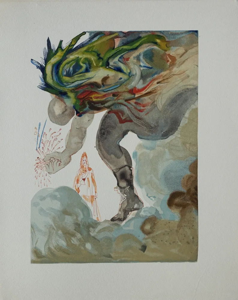 Xilogravura Dali - Divine Comédie, Enfer 31, Les géants