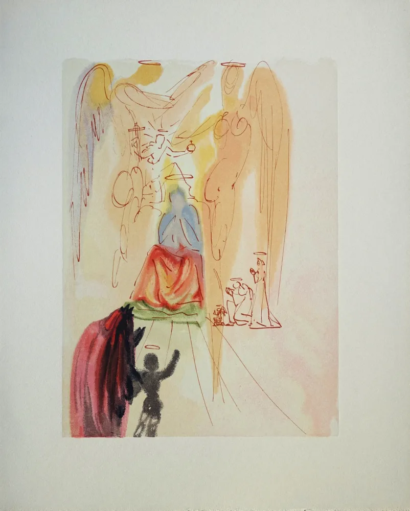 Xilogravura Dali - Divine Comédie, Paradis 23, Le triomphe du Christ et de la Vierge