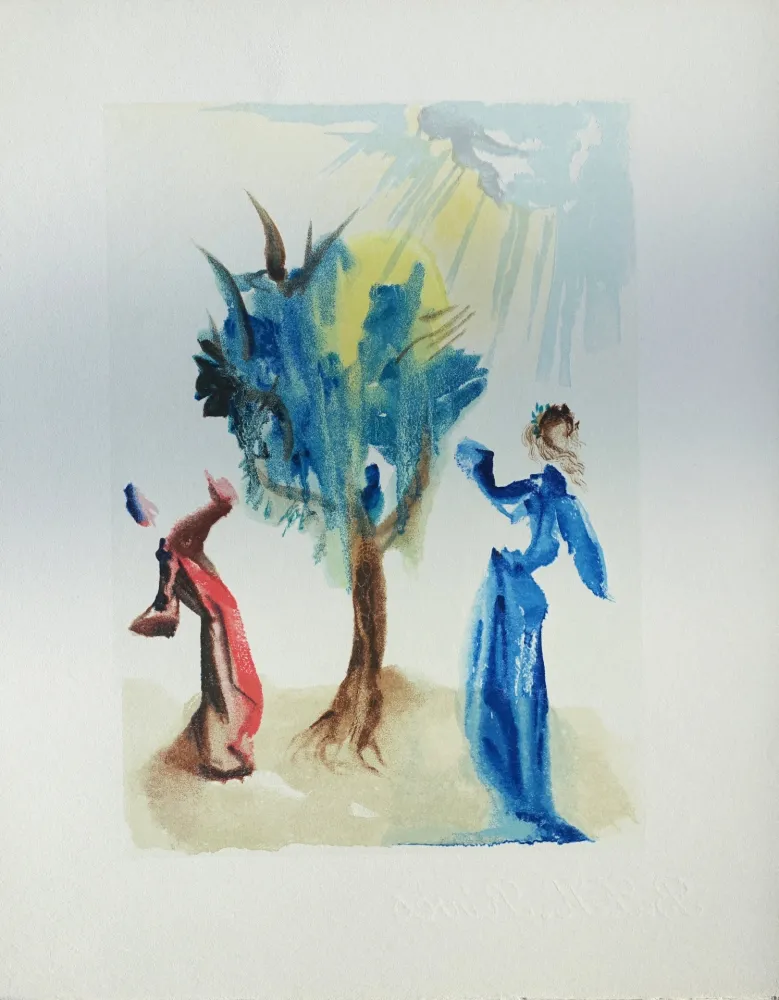 Xilogravura Dali - Divine Comédie, Purgatoire 24, L'arbre du châtiment