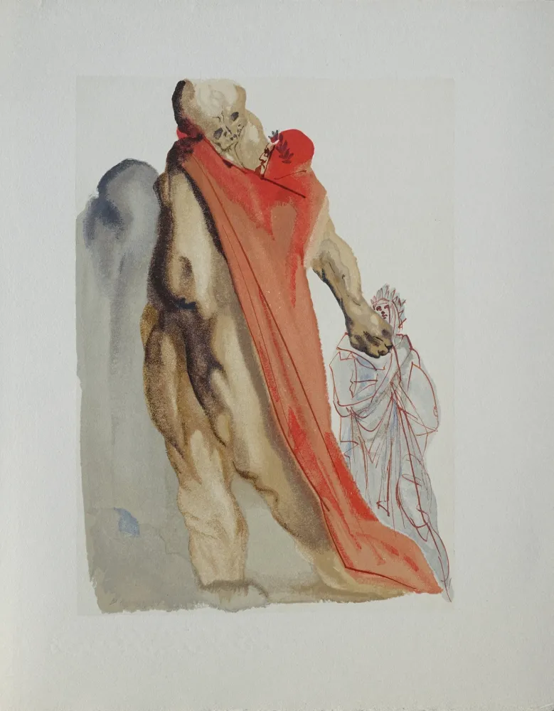 Xilogravura Dali - Divine Comédie, Purgatoire 5, Les reproches de Virgile