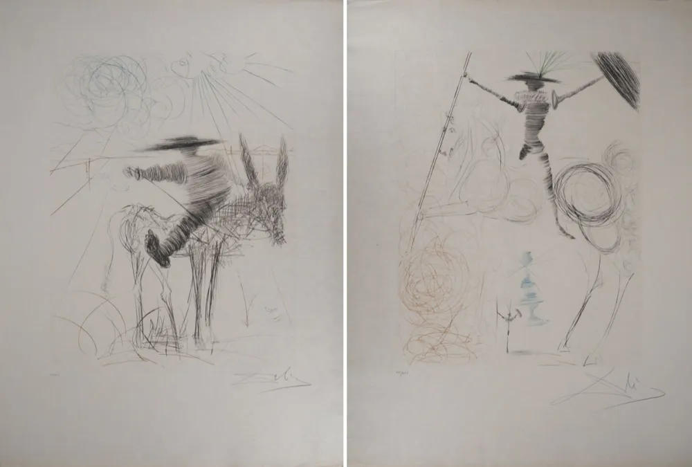 Gravura Dali - Don Quichotte et Sancho Panza (2 gravures)