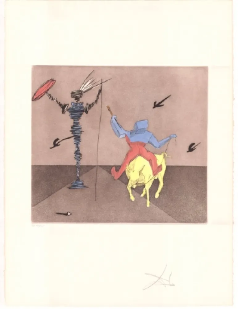 Gravura Dali - Don Quijote - Maître et écuyer